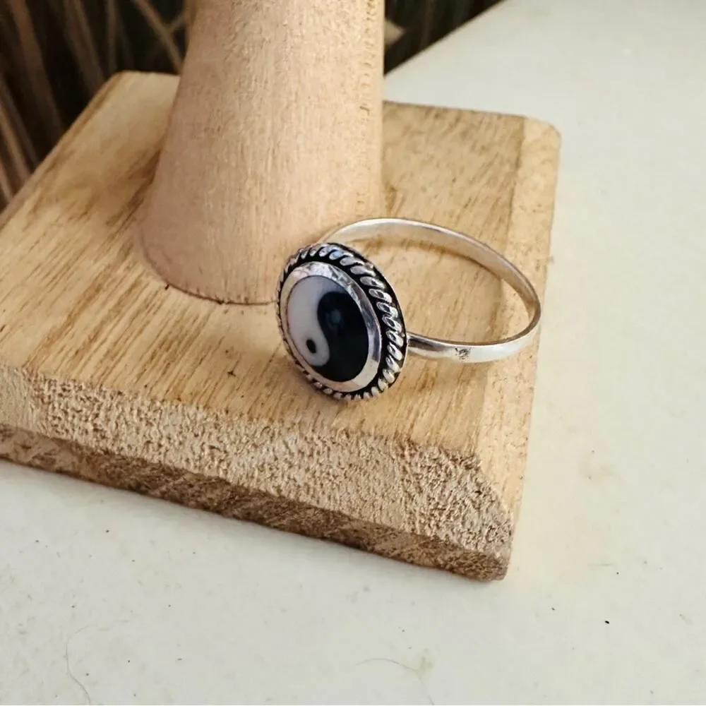 Yin And Yang Sterling Silver Ring, Boho Ring, Yoga Ring
